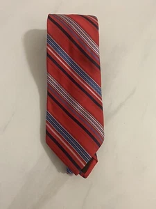 Barneys New York quiet luxury red striped 100% silk necktie - Picture 1 of 3