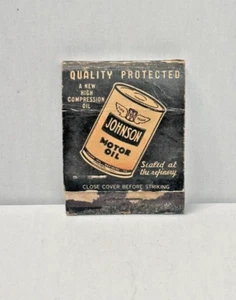 1930s 40s Johnson Motor Oil Matchbook Gas & Oil Automotive Collectible Unstruck - Picture 1 of 9
