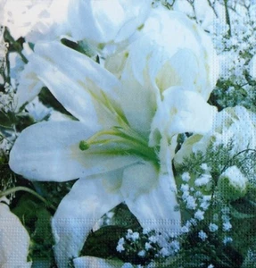 4 x Single Paper Napkins Flowers Lilia for Decoupage Crafting and Table 29 - Picture 1 of 2