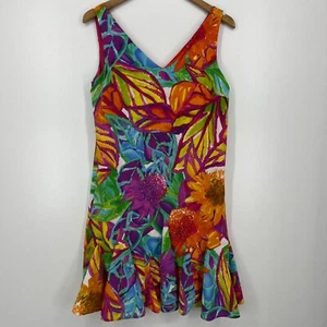 Lauren Ralph Lauren Dress Women's Size 4 Multicolor Floral V-Neck Ruffle Hem - Picture 1 of 7
