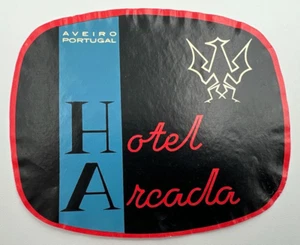 Etichetta Bagagli Vintage Hotel ARCADA Adesivo Viaggio Aveiro PORTOGALLO - Foto 1 di 2
