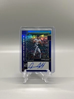 2022 Donruss Aaron Ashby Signature Series Blue SP #37/99 Milwaukee Brewers - Image 1 of 2