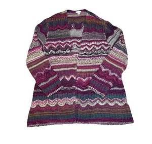 J. Jill Grobstrick Cardigan Pullover groß bunt kuschelig Oversize Damen Boho - Bild 1 von 10