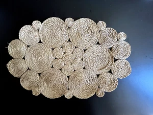 BOHO MCM DEKO TISCHUNTERLAGE Korbgeflecht Natur Stroh Rattan geflochten Vintage Landhaus - Bild 1 von 7