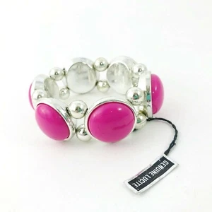 Vintage Lucite Fuchsia Chunky Stretch Bracelet Genuine Costume Jewelry - Picture 1 of 10