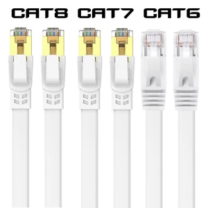 Câble LAN Cat 8 Cat 7 Cat 6 réseau Internet câble plat Ethernet RJ45 haute vitesse - Photo 1/11