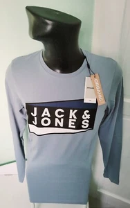Jack and Jones Core Crew Neck Long Sleeve, Sky Blue Tee Slim Fit, Large Size. - Picture 1 of 2