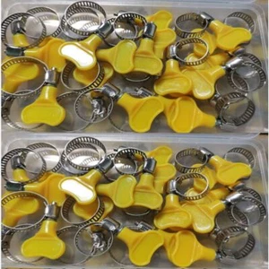 20pcs Hose Clamp Hand-tightening Stainless Steel Handle Type 16-25mm 19-29mm - Picture 1 of 11