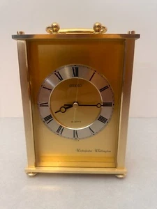 Seiko Mantel Clock QQF142G - Dual Chimes - Westminster Whittington - Gold Tone - Picture 1 of 13