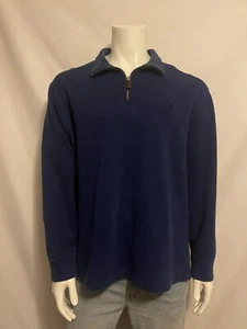 Vintage Ralph Lauren Polo Pullover 1/4 Zip Sweater Mens Blue Knit Cotton XL - Picture 1 of 4