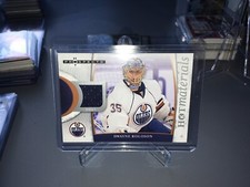2007-08 Fleer Hot Prospects Dwayne Roloson Edmonton Oilers Game Used Jersey Card