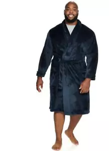 Sonoma Robe Men's Plus 3X/4X Bathrobe Blue Plush Belted Knee Length Winter - Picture 1 of 7