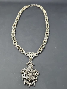 Collar Colgante Cadena Escudo Tono Dorado De Colección, 20" - Imagen 1 de 12