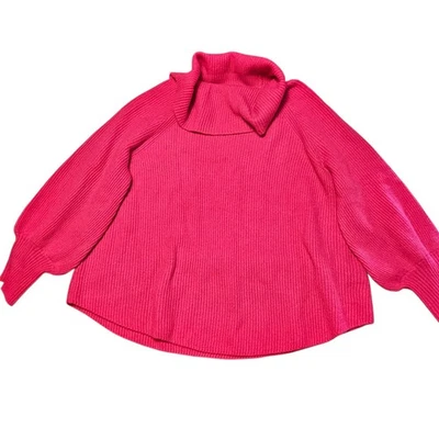 Suéter de Cachemira Soft Surroundings Calanthe Capucha Acanalada Cuello Rosa Talla 1X Foto 1 de 4