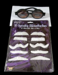 Halloween Set of 10 Spooky Moustaches and a Pair of Kooky Glasses - Picture 1 of 10