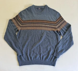 Vineyard Vines Men's Large Blue Fairisle Crewneck Sweater Wool Blend - Picture 1 of 7