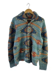 RRL/Native American Print Shawl Collar Cardigan/L/Linen/Blue - Picture 1 of 6