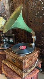 HMV Halloween Vintage Style Embroidered Gramophone Record Player Working PIECE - Picture 1 of 4