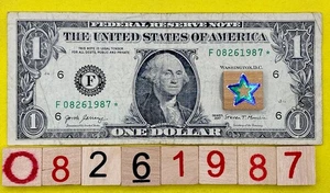 Star Note August 26 1987 Birthday Note 8s Fancy Serial Number $1 Dollar Bill DC - Picture 1 of 7