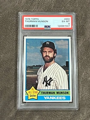1976 Topps Thurman Munson No650 PSA 6 EX-MT New York Yankees винтаж! - Изображение 1 из 2