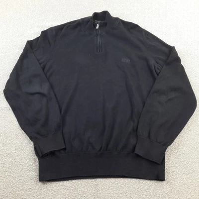 Hugo Boss Jumper Large Black Padro 1/4 Zip Knit Pullover Sweater Adult L - Image 1 of 4