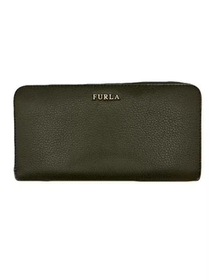 Cartera Larga Furla Redonda Cremallera Cuero Caqui USADA E0328-67 Foto 1 de 4