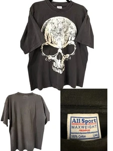 VINTAGE RARE 2007 FASHION VICTIM ART SKULL SKELETON T SHIRT L - Picture 1 of 8