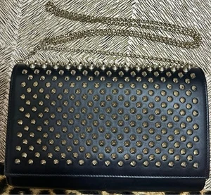 Bolso Bandolera Christian Louboutin Paloma Clutch Negro Multi Leopardo Tachonado - Imagen 1 de 7