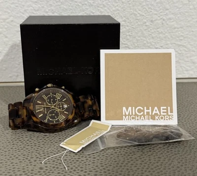 MICHAEL KORS wristwatch MK-5839 Chronograph Quartz Full Tortoise *RARE* - Image 1 of 4