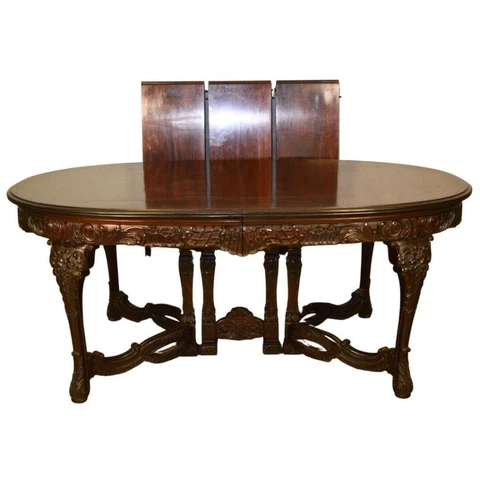Antique Carved Mahogany Banquet Table, Dining Table #21665 Cover