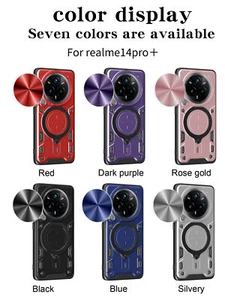 Hybrid Armor Slide Lens Camera Magnetic Stand Cover Case For Realme 14 Pro+ - Picture 1 of 22