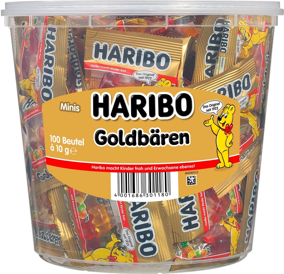 Haribo Goldbären Gummibärchen 100 Minibeutel 1 kg - Bild 1 von 1