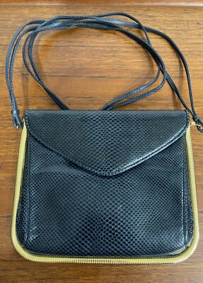 Bolso Bandolera Vintage Judith Leiber for Amen Wardy Azul Marino Piel de Serpiente Foto 1 de 4