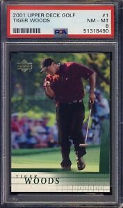 Tiger Woods 2001 Upper Deck Golf Rookie Card #1 PSA Mint 8 Ships From CAN & USA