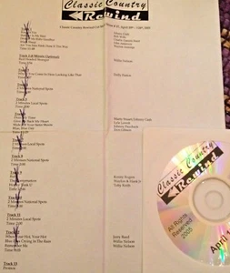 RADIO SHOW: CLASSIC COUNTRY 4/18/05 JOHNNY CASH, WILLIE NELSON, JERRY REED,DOLLY - Picture 1 of 1