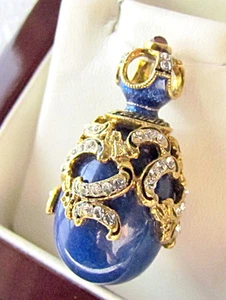 SALE ! RUSSIAN EGG PENDANT STERLING SILVER 925 w/ GENUINE LAPIS 24K GOLD - Picture 1 of 1