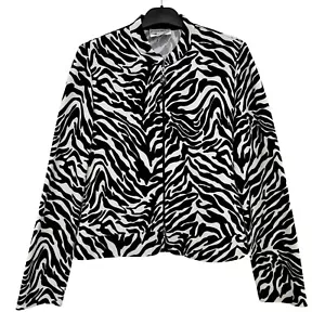 Joseph Ribkoff Animal Print Jacket UK 12 Zebra Black White Zip Up Cruise Party - Picture 1 of 8