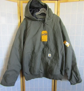NWT Carhartt Loose Fit Gray Duck Lined Zip Hoodie Jacket Coat Men's Size 2XL - Picture 1 of 6