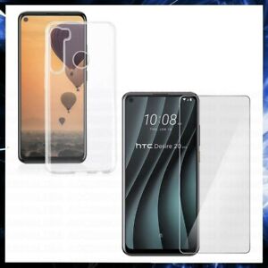 For HTC DESIRE 20 PRO CLEAR CASE + TEMPERED GLASS SCREEN PROTECTOR SHOCKPROOF