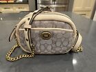 $350 COACH Small Camera Bag Quilted Signature Jacquard Stone Ivory
