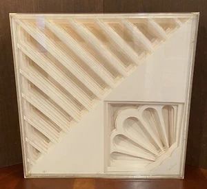 Vintage Signed Greg Copeland 1970s Geometric Wall Art Sculpture in Acrylic Frame - Picture 1 of 12