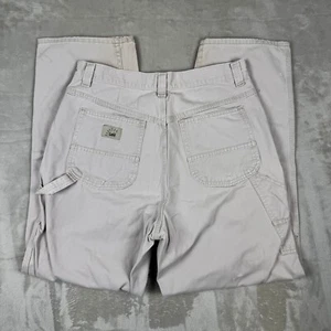 Pantalones Lee para mujer talla 14 MED beige carpintero remachado ropa de trabajo desgastado - Imagen 1 de 15