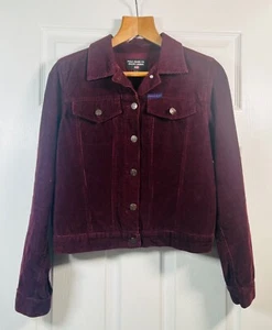 Polo Jeans Co. Ralph Lauren Corduroy Trucker Burgundy Jacket Size Medium - Picture 1 of 9