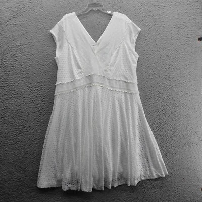 NWT Lane Bryant Empire Waist Lace Babydoll Dress Size 26 White Cap Sleeve - Image 1 of 4