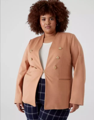 Blazer Lane Bryant Ponte Bryant sin cuello marrón tostado talla grande 18 nuevo con etiquetas Foto 1 de 4