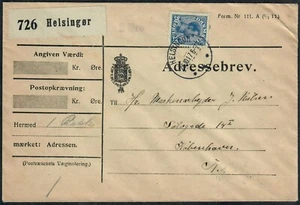 DENMARK. 1917. Parcelcover HELSINGØR 26.10.17, stamped 1 Øre (PK1859) - Picture 1 of 2