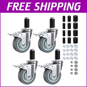 Adjustable 4-Inch Heavy-Duty Locking Casters for Tables and Carts - Set of 4 - Picture 1 of 11