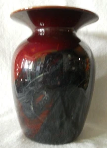 1984 Early Work Nourot Art Glass Vase Blood Red Deep Purple/ Black SB 76 84 DLL - Picture 1 of 7