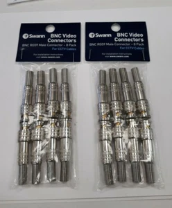 *NEW* Swann BNC Video Connectors for CCTV Cables (RG59 Male - 8 Pack) Lof of 2! - Picture 1 of 4