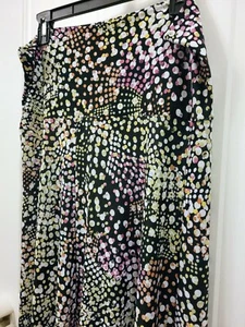 NWOT Honey & Lace Maxi Skirt Large - Black, Pink, Green, & White patterned dots - Picture 1 of 4